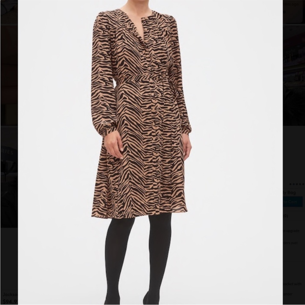 Banana Republic women’s zebra print long sleeve dress size 2